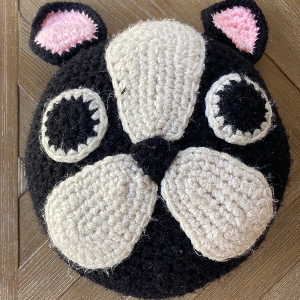 Large French bulldog crocheted pillow